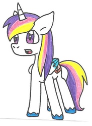 Size: 480x656 | Tagged: safe, artist:cmara, oc, oc only, oc:prince novel, alicorn, pony, alicorn oc, offspring, parent:princess cadance, parent:shining armor, parents:shiningcadance, simple background, solo, traditional art, white background