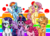 Size: 2510x1800 | Tagged: safe, artist:lucy-tan, applejack, fluttershy, pinkie pie, rainbow dash, rarity, twilight sparkle, alicorn, pony, g4, female, mane six, mare, open mouth, twilight sparkle (alicorn), wingding eyes, wink