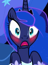 Size: 366x489 | Tagged: safe, edit, edited screencap, screencap, princess luna, do princesses dream of magic sheep, g4, blushing, female, solo, sweat