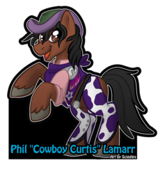 Size: 599x659 | Tagged: safe, artist:sciggles, cowboy curtis, phil lamarr, ponified, the pee wee herman show