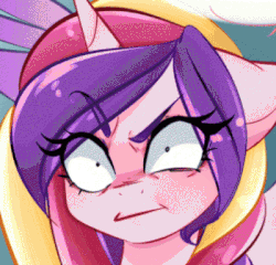 Size: 400x384 | Tagged: safe, artist:sugarberry, edit, princess cadance, alicorn, pony, g4, angry, animated, female, mare, meme, princess bitchdance, reaction image, solo, vibrating, x intensifies