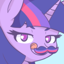 Size: 128x128 | Tagged: safe, artist:ostuffles, twilight sparkle, alicorn, pony, g4, female, licking lips, mare, moustache, tongue out, twilight sparkle (alicorn)