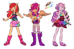 Size: 1800x1200 | Tagged: dead source, safe, artist:magneticskye, apple bloom, scootaloo, sweetie belle, equestria girls, g4, clothes, cutie mark crusaders, dress, ponied up, trio, wild rainbow
