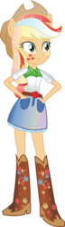 Size: 1860x6500 | Tagged: safe, artist:theshadowstone, applejack, equestria girls, g4, alternative cutie mark placement, boots, clothes, cowboy boots, denim skirt, facial cutie mark, female, hand in pocket, rainbow power, shoes, simple background, skirt, solo, transparent background, vector