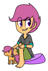 Size: 603x881 | Tagged: safe, artist:nintendash, scootaloo, equestria girls, g4, barefoot, feet, female, missing shoes, simple background, solo, square crossover, toy, transparent background