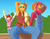 Size: 1656x1280 | Tagged: safe, artist:hobbsmeerkat, apple bloom, applejack, big macintosh, earth pony, anthro, g4, armpits, clothes, fence, jeans, overalls