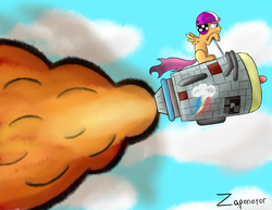 Size: 3850x2975 | Tagged: safe, artist:zaponator, scootaloo, pegasus, pony, g4, female, filly, flying, high res, solo