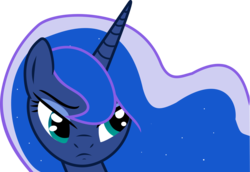 Size: 2843x1952 | Tagged: safe, artist:ssilverbeeze, princess luna, g4, cute, female, glare, luna is not amused, raised eyebrow, simple background, solo, transparent background, unamused, vector