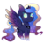 Size: 894x894 | Tagged: safe, artist:pastelrubies, princess luna, g4, chibi, female, rainbow power, rainbow power-ified, simple background, solo, spread wings, transparent background