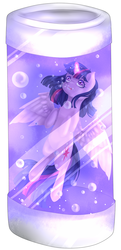 Size: 1135x2344 | Tagged: safe, artist:loure201, twilight sparkle, alicorn, pony, g4, bottle, female, magic, mare, pony in a bottle, solo, twilight sparkle (alicorn), underwater