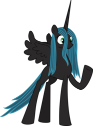 Size: 2756x3712 | Tagged: safe, artist:ssilverbeeze, queen chrysalis, g4, confused, female, high res, ponified, raised hoof, simple background, solo, transparent background