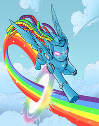 Size: 1024x1303 | Tagged: safe, artist:bdixonarts, rainbow dash, g4, autobot, female, solo, transformerfied, transformers