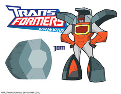 Size: 1017x786 | Tagged: safe, artist:inspectornills, tom, robot, g4, crossover, rock, rock lords, transformares, transformerfied, transformers, transformers animated