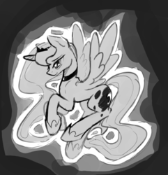 Size: 775x805 | Tagged: safe, artist:darkflame75, princess luna, lunadoodle, g4, female, monochrome, sketch, slender, solo, thin