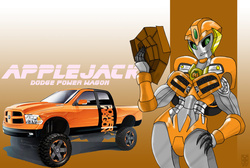 Size: 1091x732 | Tagged: safe, artist:inspectornills, applejack, g4, car, crossover, dodge (car), dodge ram, transformerfied, transformers, transformers prime