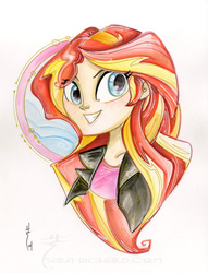 Size: 600x785 | Tagged: safe, artist:sara richard, sunset shimmer, equestria girls, g4, female, solo, traditional art, watercolor painting