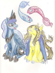 Size: 2127x2819 | Tagged: safe, artist:amaya-chans2, princess luna, oc, oc:star gazer, g4, high res, traditional art