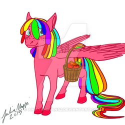 Size: 512x512 | Tagged: safe, artist:amaya-chans2, oc, oc only, oc:zap apple, offspring, parent:big macintosh, parent:rainbow dash, parents:rainbowmac