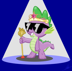 Size: 3904x3840 | Tagged: safe, artist:oinktweetstudios, spike, g4, big crown thingy, element of magic, high res, male, scepter, solo, sunglasses, swag