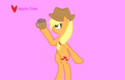 Size: 896x573 | Tagged: safe, artist:icandycorn, applejack, g4, cider, female, heart, solo