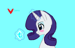 Size: 896x573 | Tagged: safe, artist:icandycorn, rarity, g4, blushing, female, gem, heart, solo