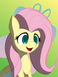 Size: 1200x1600 | Tagged: safe, artist:lynx-peregrine, fluttershy, butterfly, g4, bust, colored pupils, female, solo