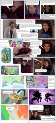 Size: 775x1705 | Tagged: safe, discord, princess celestia, princess luna, g4, comic, deanna troi, jean-luc picard, q, star trek, star trek: the next generation