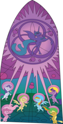 Size: 2066x4032 | Tagged: safe, artist:gwbinvincible, applejack, fluttershy, nightmare moon, pinkie pie, rainbow dash, rarity, twilight sparkle, g4, simple background, stained glass, transparent background, vector