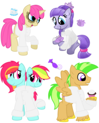 Size: 1600x1979 | Tagged: safe, artist:frozenstar37615, oc, oc only, earth pony, pegasus, pony, unicorn, baker, conjoined, conjoined twins, multiple heads, multiple legs, multiple limbs, two heads