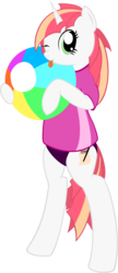 Size: 926x2143 | Tagged: safe, artist:bamthand, oc, oc only, oc:scribble tale, pony, unicorn, beach ball, bipedal, clothes, shirt, simple background, solo, swimsuit, transparent background, vector