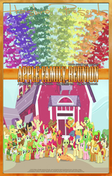 Size: 1080x1700 | Tagged: safe, artist:pims1978, apple bloom, applejack, babs seed, big macintosh, braeburn, granny smith, bat, earth pony, fruit bat, pony, apple family reunion, apple family, male, movie poster, stallion