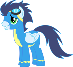 Size: 928x857 | Tagged: safe, artist:sketchmcreations, soarin', pony, g4, goggles, male, simple background, solo, transparent background, wonderbolts uniform