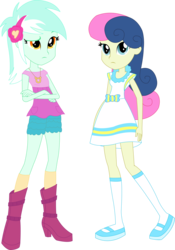 Size: 1977x2823 | Tagged: safe, artist:sketchmcreations, bon bon, lyra heartstrings, sweetie drops, equestria girls, g4, life is a runway, my little pony equestria girls: rainbow rocks, boots, clothes, crossed arms, duo, headband, inkscape, necklace, raised eyebrow, simple background, transparent background, vector