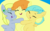 Size: 1286x810 | Tagged: safe, artist:theobjectdrawer, carrot top, derpy hooves, golden harvest, sunshower raindrops, pegasus, pony, g4, female, hug, mare