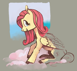 Size: 929x861 | Tagged: safe, artist:spectralunicorn, fluttershy, g4, female, looking at you, sketch, smiling, solo