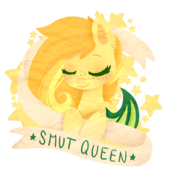 Size: 2505x2625 | Tagged: safe, artist:ruef, oc, oc only, oc:sunflower meadows, bat pony, pony, freckles, high res, old banner, simple background, solo, transparent background