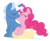 Size: 6229x5125 | Tagged: safe, artist:groxy-cyber-soul, pinkie pie, pokey pierce, earth pony, pony, unicorn, g4, .svg available, absurd resolution, balloon, duo, female, kiss on the lips, kissing, male, mare, party balloon, ship:pokeypie, shipping, simple background, stallion, straight, transparent background, vector