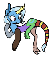Size: 467x526 | Tagged: safe, artist:grandpalove, trixie, draconequus, ask trixie and cheese, g4, draconequified, female, simple background, solo, species swap, white background