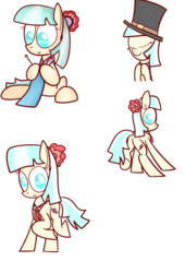 Size: 2595x3812 | Tagged: safe, artist:mr-degration, coco pommel, g4, butt, female, hat, high res, knitting, plot, simple background, sitting, solo, top hat, transparent background