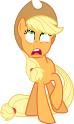 Size: 1200x1990 | Tagged: safe, artist:beatnikzombeez, applejack, earth pony, pony, applebuck season, g4, applejack's hat, cowboy hat, eyes rolling back, faic, faint, female, front view, full body, hat, hooves, mare, nose wrinkle, open mouth, raised hoof, simple background, solo, tail, transparent background, vector
