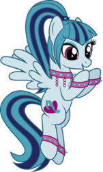 Size: 5718x9473 | Tagged: safe, artist:osipush, sonata dusk, pegasus, pony, g4, absurd resolution, adorable face, bracelet, cute, excited, female, ponified, simple background, solo, sonatabetes, transparent background, vector