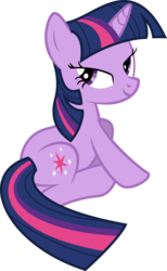 Size: 2684x4355 | Tagged: safe, artist:glitchking123, twilight sparkle, pony, unicorn, g4, bedroom eyes, female, high res, lidded eyes, looking at you, mare, show accurate, simple background, sitting, smiling, solo, transparent background, unicorn twilight, vector