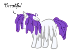 Size: 389x272 | Tagged: safe, artist:semyo, rarity, bridle gossip, g4, dreadlocks, female, hairity, pun, solo