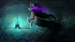 Size: 4512x2512 | Tagged: safe, artist:liliumena, king sombra, umbrum, g4, crystal empire, male, shadow, solo