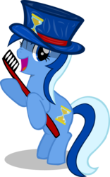 Size: 1843x2952 | Tagged: safe, artist:riskytheart, minuette, pony, g4, bipedal, female, happy, hat, simple background, smiling, solo, toothbrush, top hat, transparent background, vector, wink