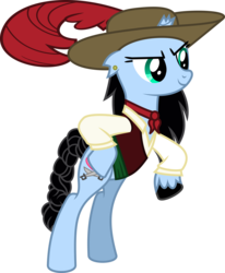 Size: 6000x7267 | Tagged: safe, artist:psychicwalnut, oc, oc only, pony, unicorn, absurd resolution, bipedal, broken horn, clothes, feather, female, hat, horn, mare, simple background, solo, standing, transparent background, vector