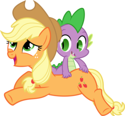 Size: 1432x1321 | Tagged: safe, artist:psychicwalnut, applejack, spike, dragon, earth pony, pony, g4, spike at your service, .svg available, back scratching, female, hand on butt, male, mare, simple background, svg, transparent background, vector