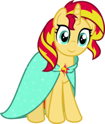 Size: 7717x9089 | Tagged: safe, artist:osipush, sunset shimmer, pony, unicorn, g4, absurd resolution, cloak, clothes, female, simple background, solo, transparent background, vector