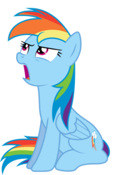 Size: 5642x8635 | Tagged: safe, artist:clashwolf3, rainbow dash, pegasus, pony, g4, absurd resolution, annoyed, complaining, female, frown, glare, looking up, mare, open mouth, simple background, sitting, solo, transparent, transparent background, vector, vector trace