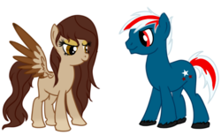 Size: 559x342 | Tagged: safe, artist:karmadash, oc, oc only, oc:krystal feathers, oc:shock 'n awe